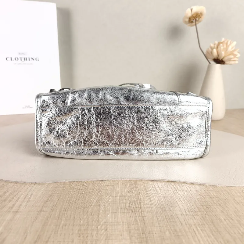 BALENCIAGA Crossbody Bag Classic City Silver Lambskin Mini 24 × 10 × 16 cm — cover view 5 of 5