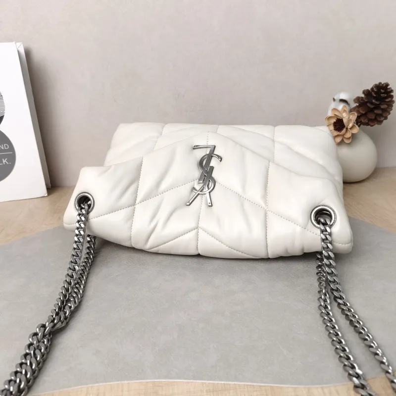 SAINT LAURENT Shoulder Bag PUFFER White Lambskin Small 29 × 11 × 17 cm — detail view 6 of 11