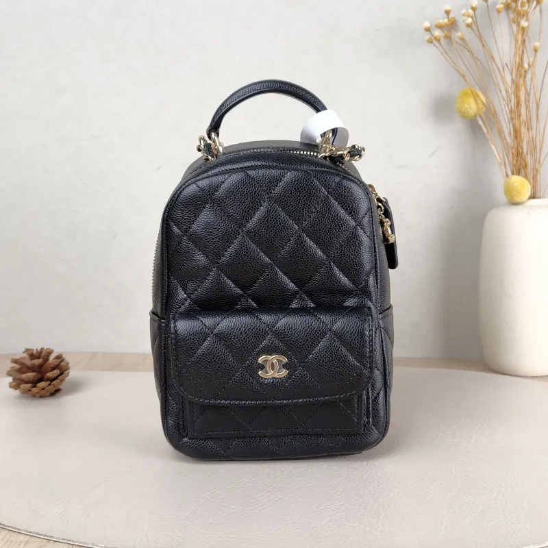 Chanel Backpack mini Backpack Collection Black Grained Calfskin One Size 13 × 9 × 18 cm