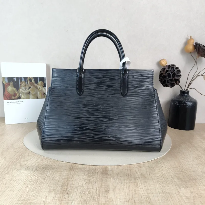 Louis Vuitton Top Handle Bag Marly Black Epi Embossed Calfskin Medium 34 × 13 × 27 cm — cover view 5 of 6