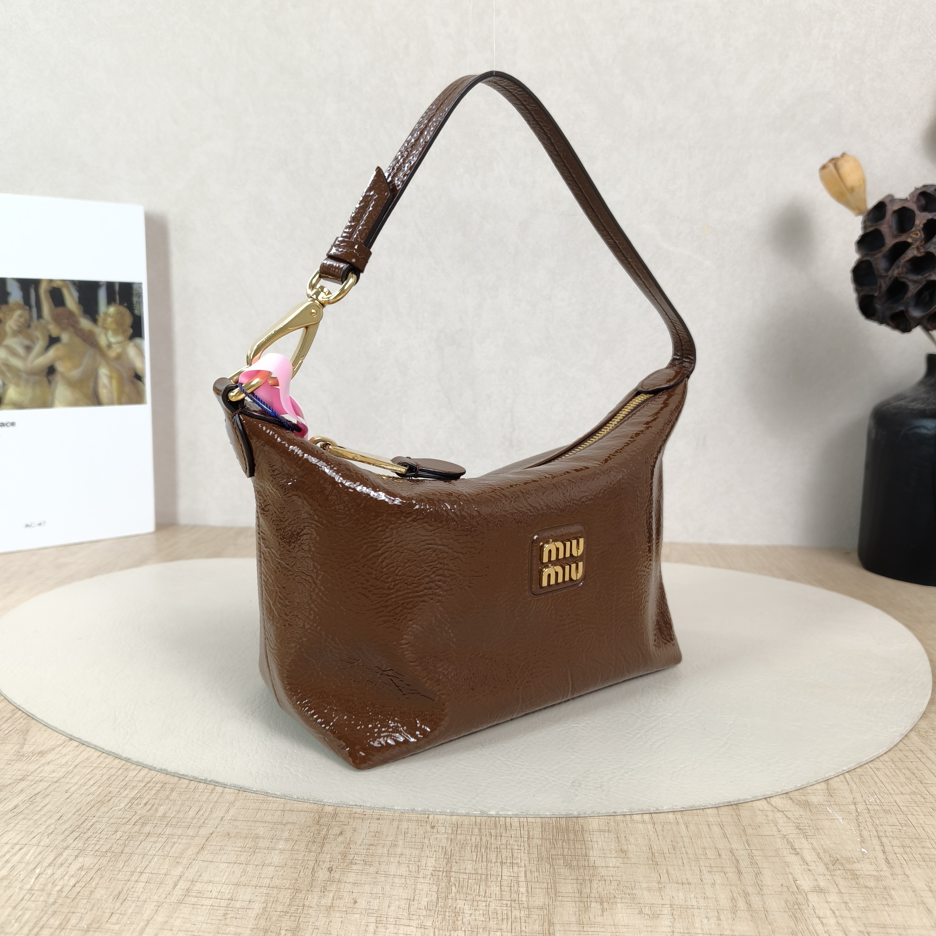 Miumiu Top Handle Bag Top Handle Bag Brown Lambskin One Size18.5 × 10 × 14 cm — cover view 5 of 5