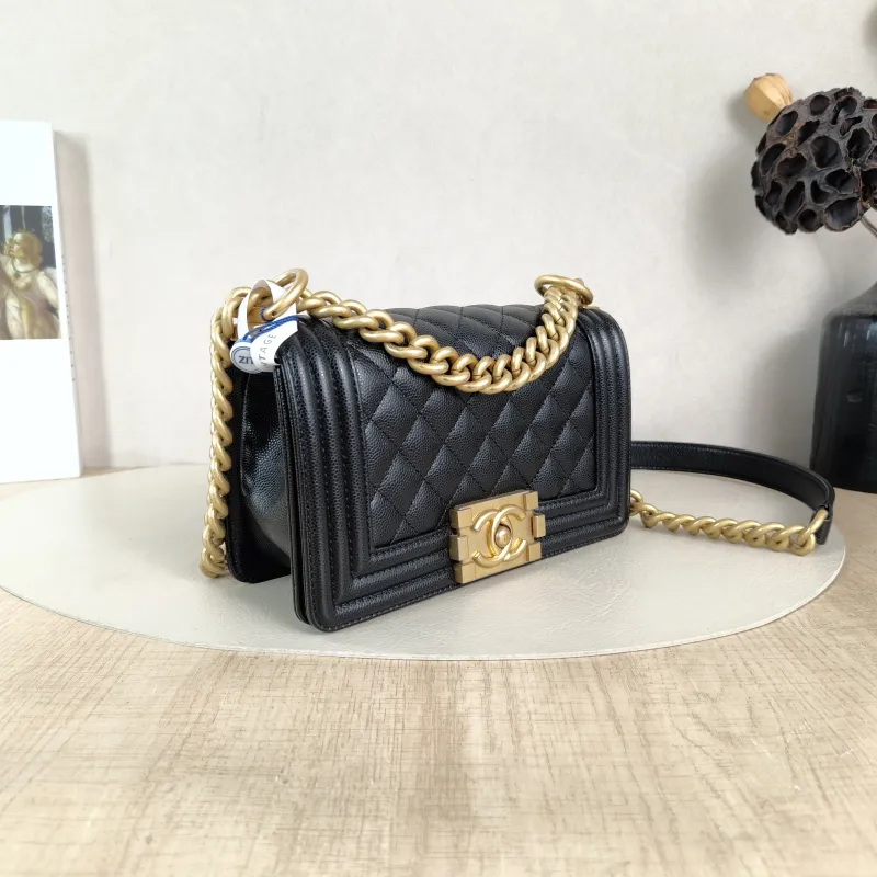 Chanel Crossbody Bag Le Boy Black Grained Calfskin Small 20.5 × 8.5 × 12 cm 25 — cover view 5 of 6