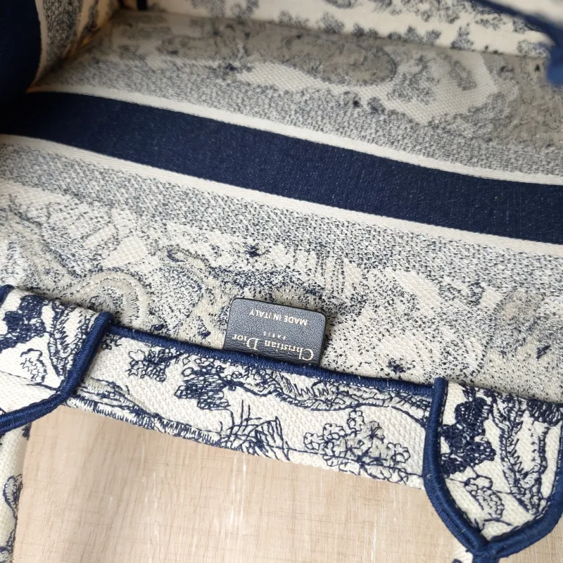 DIOR Top Handle Bag Book Tote Collection · White Blue Canvas Medium 36 × 16.5 × 27.5 cm — detail view 10 of 13