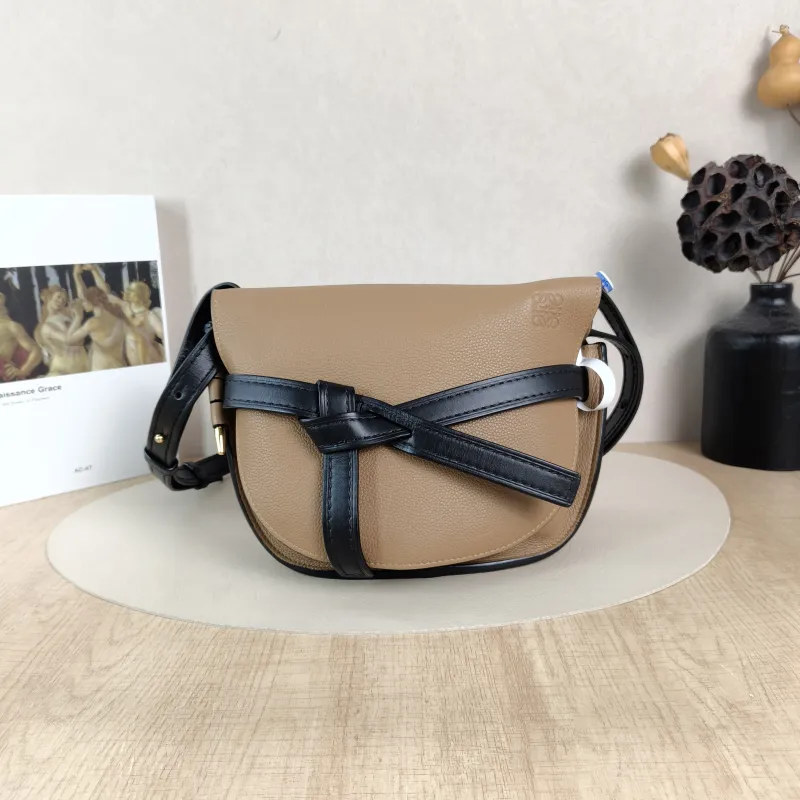 LOEWE Crossbody Bag Gate Brown Black Calfskin Medium25 × 11.5 × 19 cm