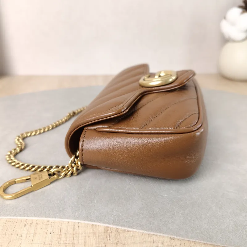 GUCCI Crossbody Bag GG Marmont Mini Marmont Mini Caramel Calfskin Mini 16.5 × 4.5 × 9.5 cm — detail view 2 of 10