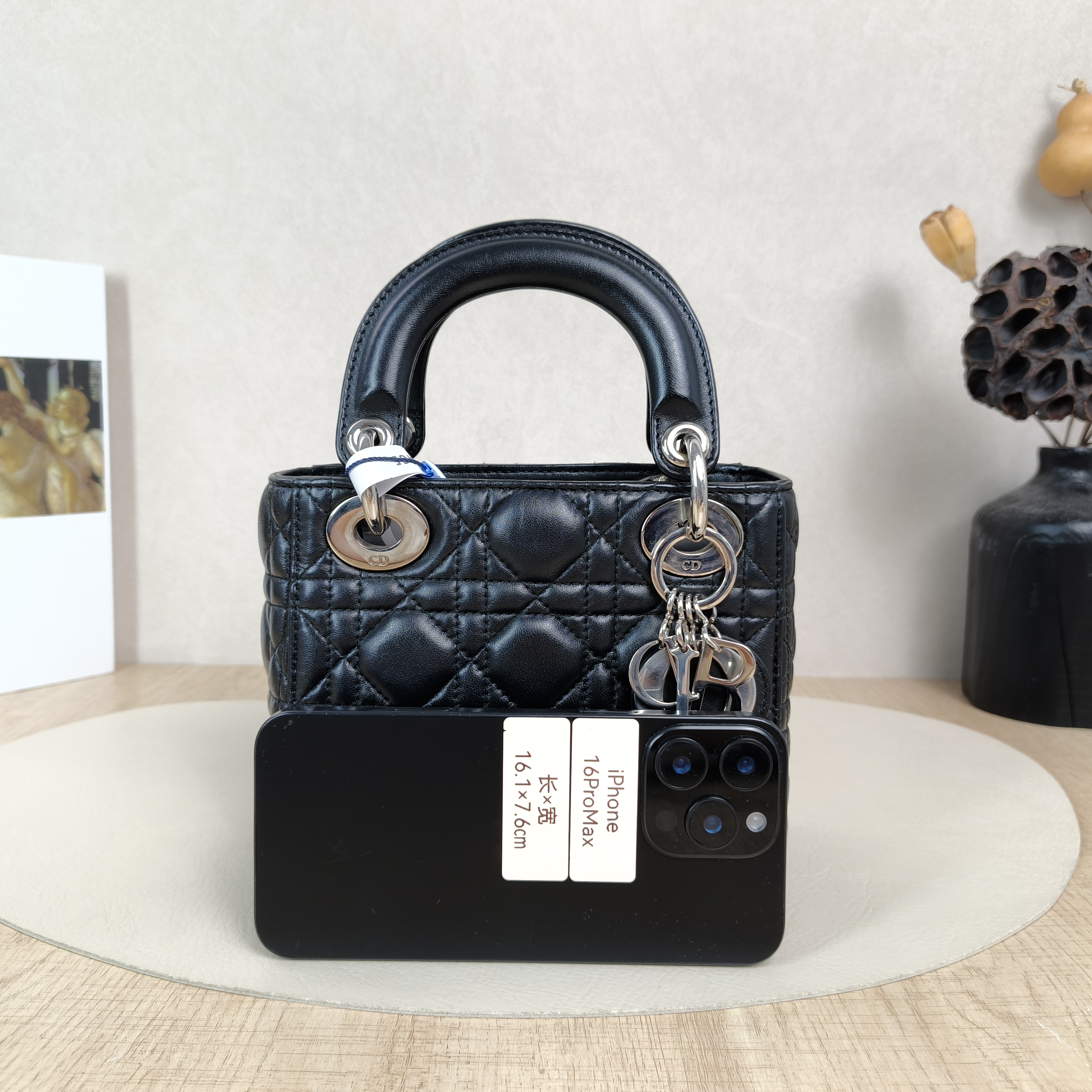 DIOR Crossbody Bag Lady Lady Dior Bag Black Lambskinmini17 × 7 × 15 cm — cover view 4 of 5
