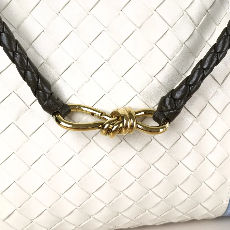 Bottega Veneta Top Handle Bag Woven Top Handle Bag Blue White Calfskin 30 × 12 × 24 cm — detail view 3 of 12