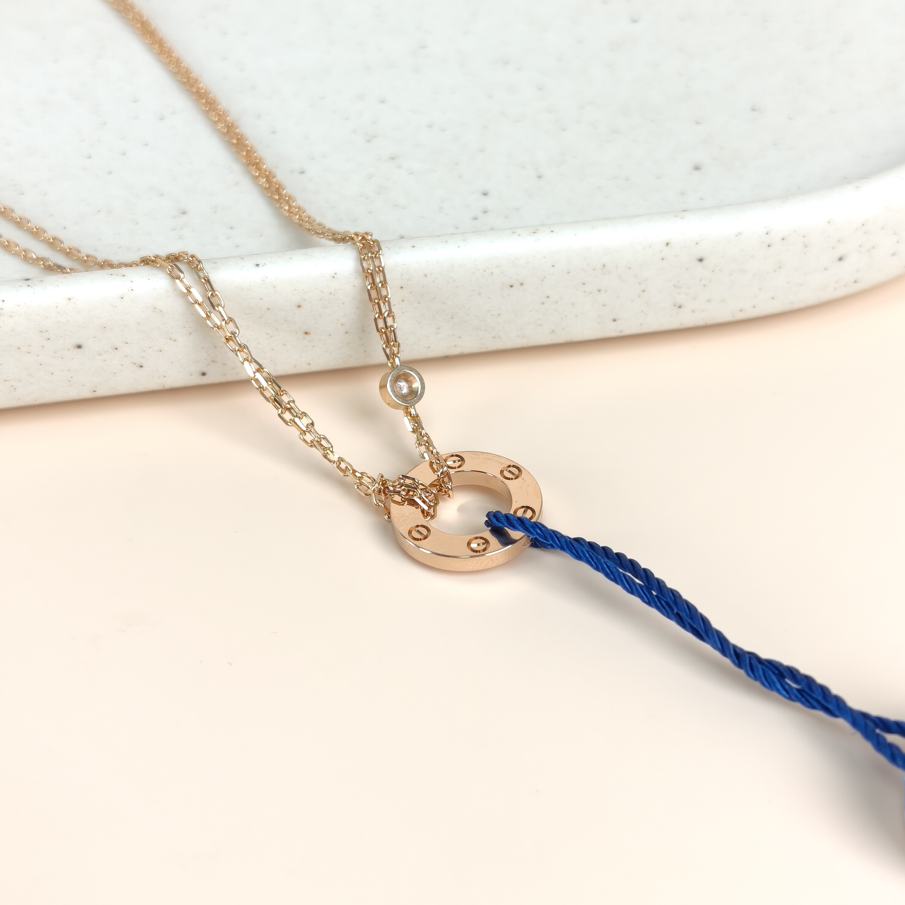 CARTIER Necklace LOVE Collection Pendant 2 Diamond Rose Gold 18KR ose Gold Small Edition0.13*38-41 — cover view 5 of 9