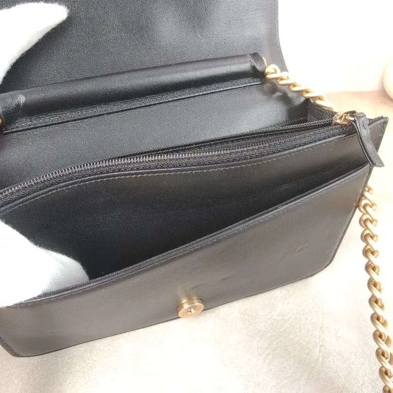Chanel Crossbody Bag Le Boy​ WOC Black Grained Calfskin Mini 19.2 × 3.5 × 12.3 cm — detail view 6 of 13