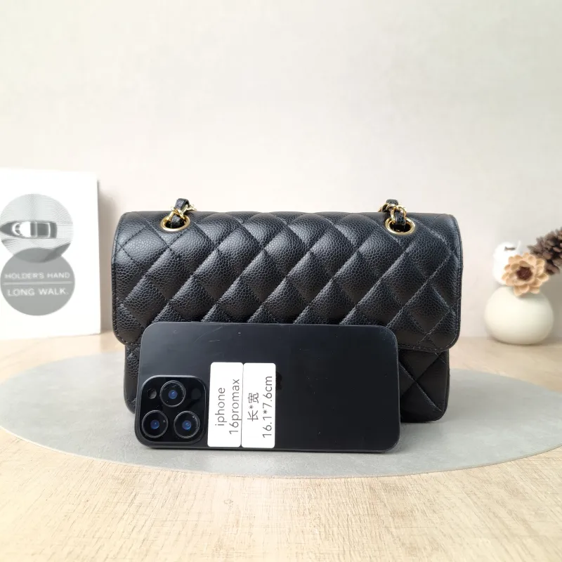 Chanel Crossbody Bag Classic Flap CF Black Grained Calfskin Small 23 × 6 × 14.5 cm — cover view 5 of 6