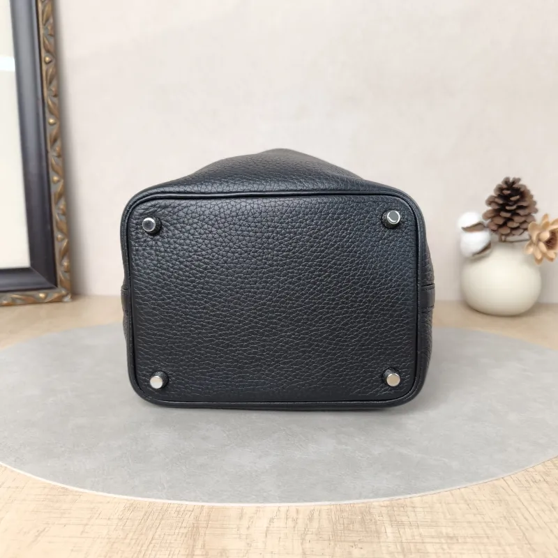Hermès Top Handle Bag Picotin Lock 18 18Black Silver-Tone Hardware Clemence Taurillon TC Calfskin Small18 × 13 × 19 cm — cover view 5 of 5