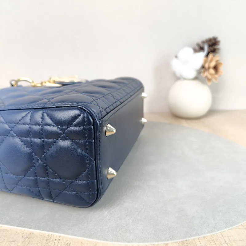 DIOR Top Handle Bag Lady Lady Dior Bag Blue Lambskin Small20 × 8 × 18 cm — detail view 4 of 10