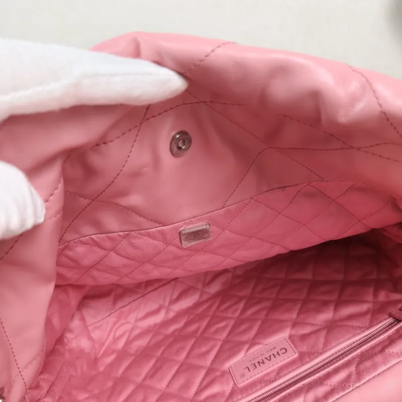 Chanel Shoulder Bag 22Bag Pink Silver-Tone Hardware Calfskin Small 35 × 7 × 37 cm — detail view 3 of 12