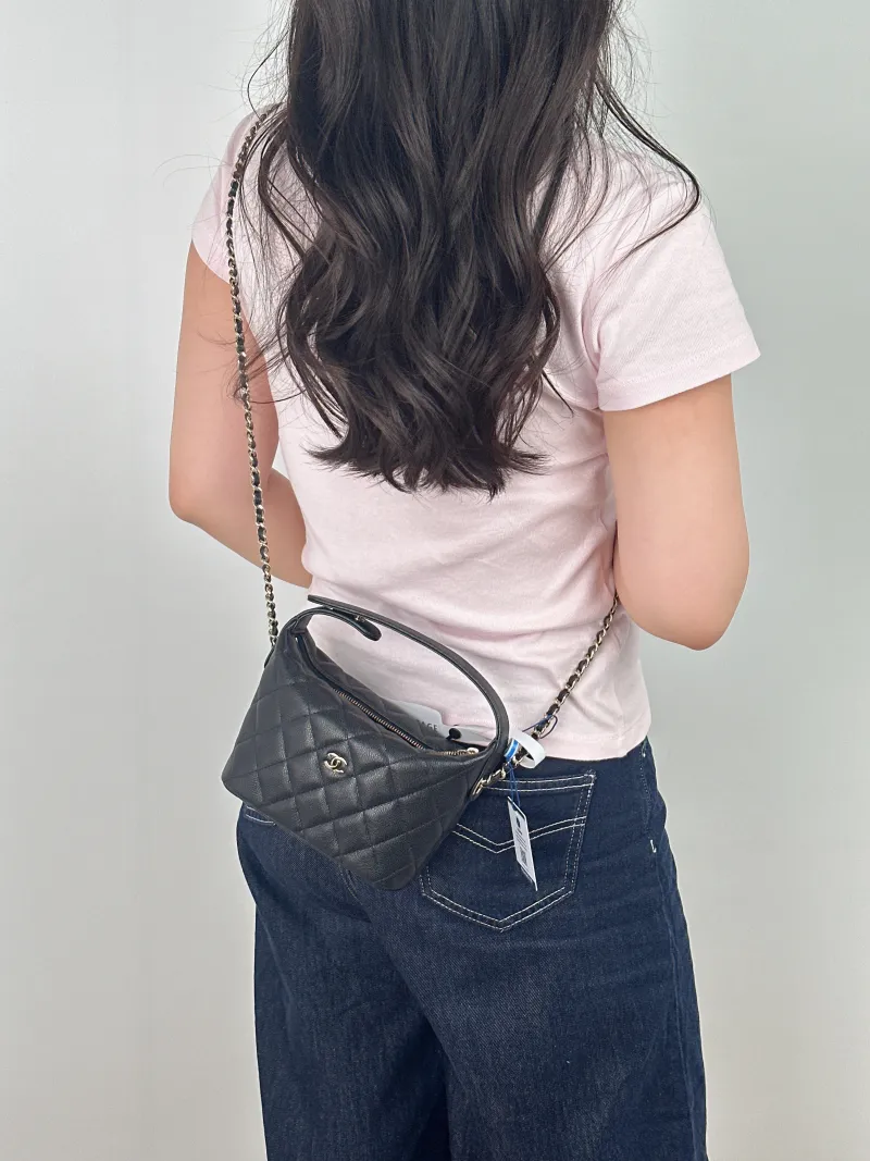 Chanel Crossbody Bag Crossbody Bag Black Calfskin One Size 21.5 × 7.5 × 19 cm — on-model view 1 of 2