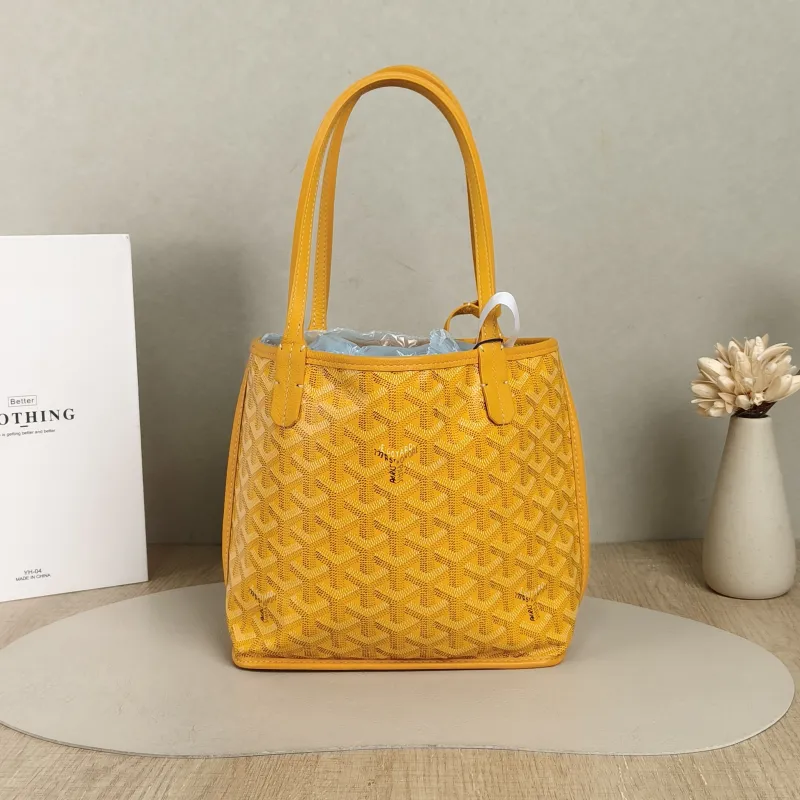 GOYARD Top Handle Bag ANJOU Shopping Tote Yellow PV Cmini19.5 × 9 × 19.5 cm
