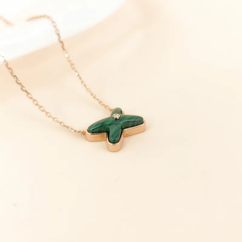 CHAUMET Necklace Jeux de Liens · Collection · Necklace Malachite Diamond18KR ose Gold One Size 41cm — cover view 6 of 11
