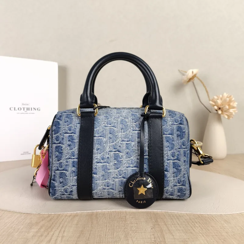 DIOR Crossbody Bag Groove 20 Top Handle Bag Blue Small20.5 × 12 × 13.5 cm