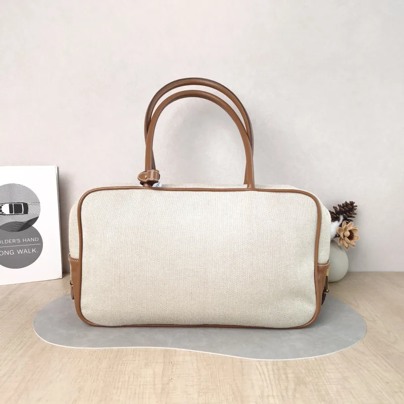 Miumiu Top Handle Bag Beau Brown Canvas · Calfskin Large 34 × 10 × 20 cm — cover view 2 of 5