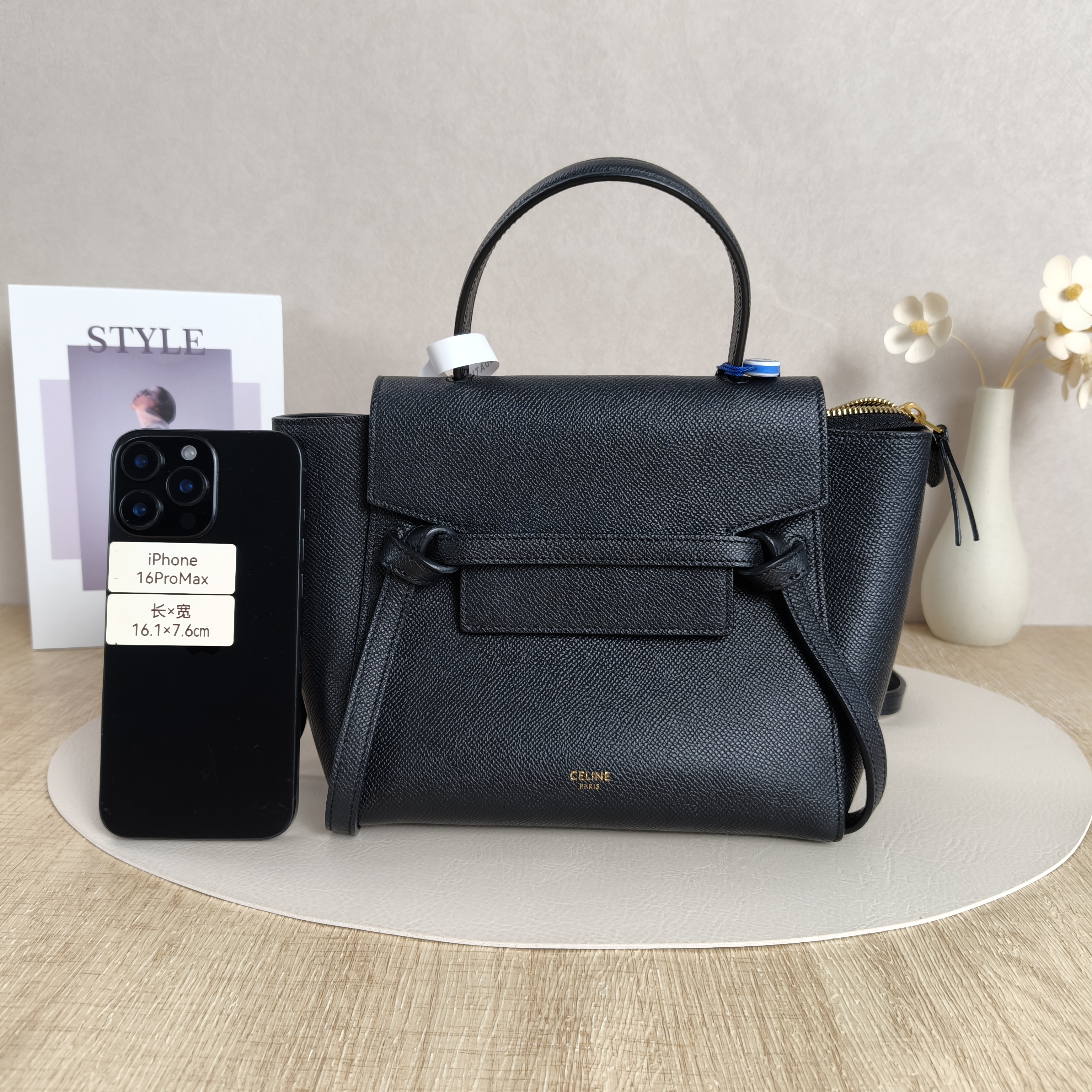 CELINE Shoulder Bag Belt Nano Black CC alfskin Small20 × 10 × 20 cm — cover view 8 of 10