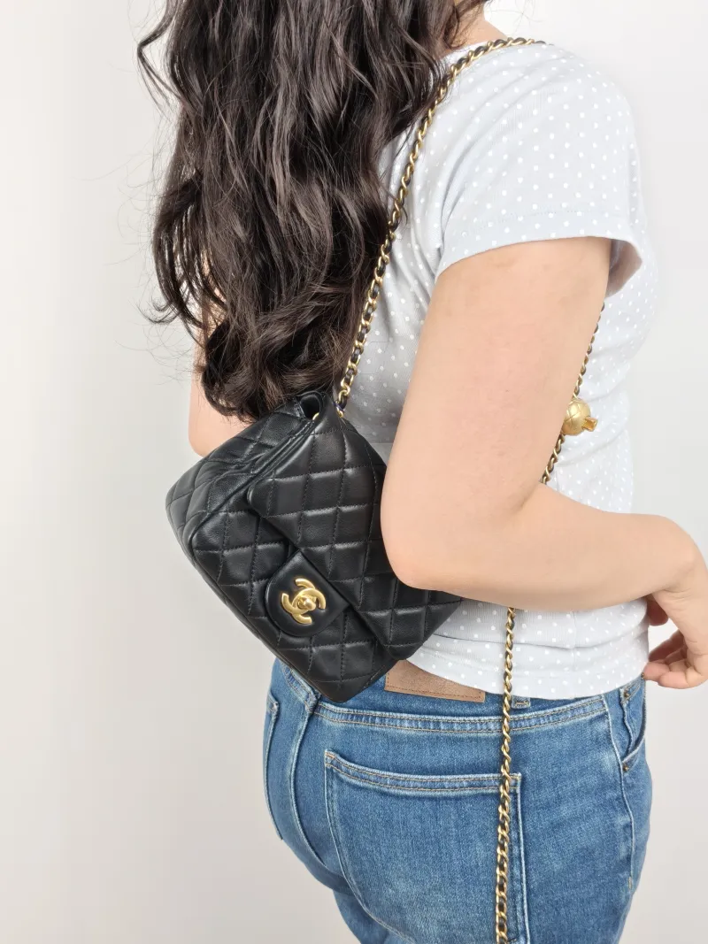 Chanel Crossbody Bag Black Lambskin One Size 17 × 8 × 13.5 cm — on-model view 2 of 2