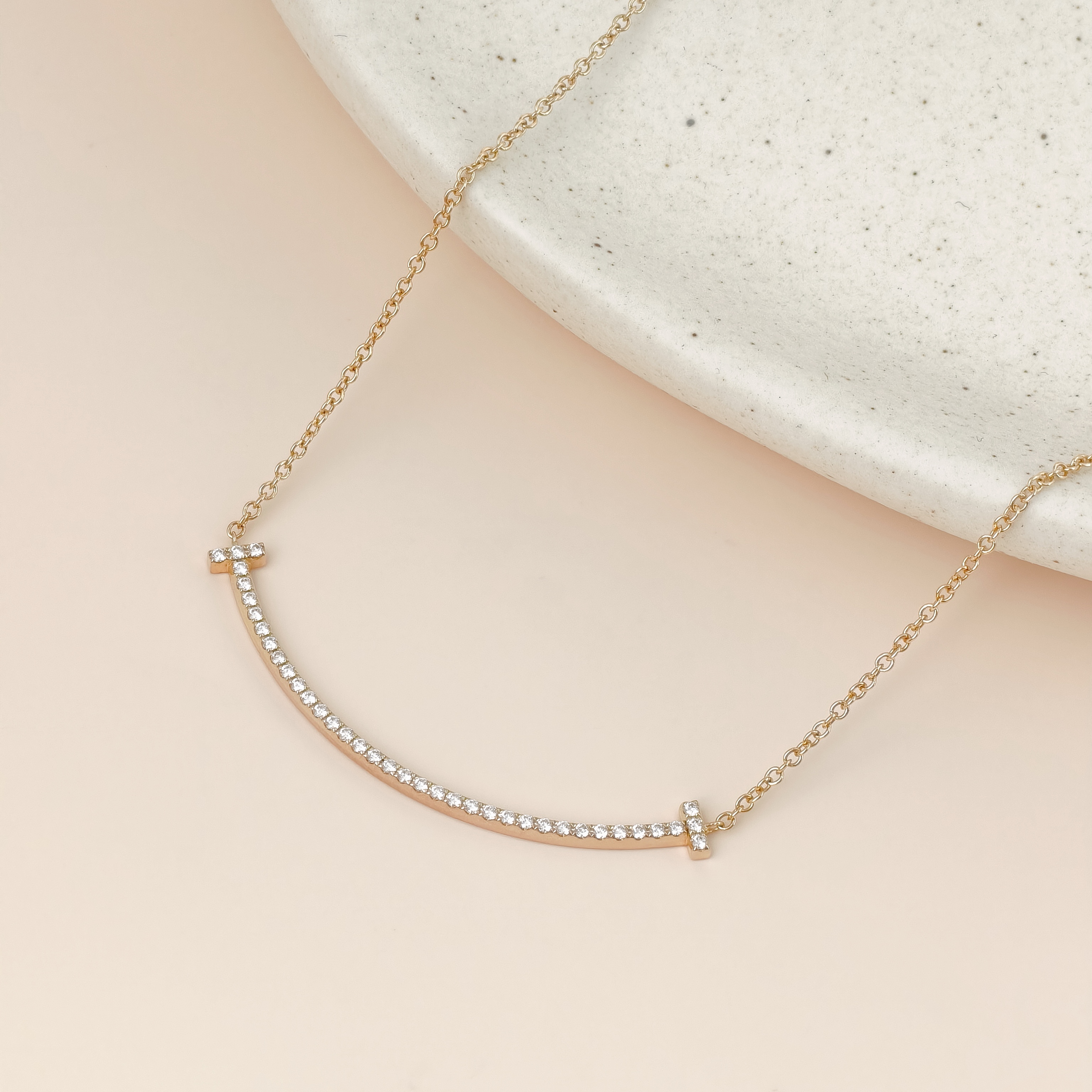 Tiffany&Co. Necklace TC ollection Smile Yellow Gold Pavé Diamond Gold Diamond18KY ellow Gold Small40.6-45.7 — cover view 13 of 13