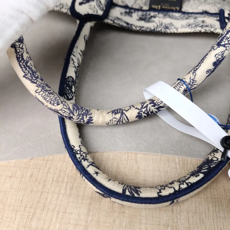 DIOR Top Handle Bag Book Tote Collection · White Blue Canvas Medium 36 × 16.5 × 27.5 cm — detail view 6 of 13