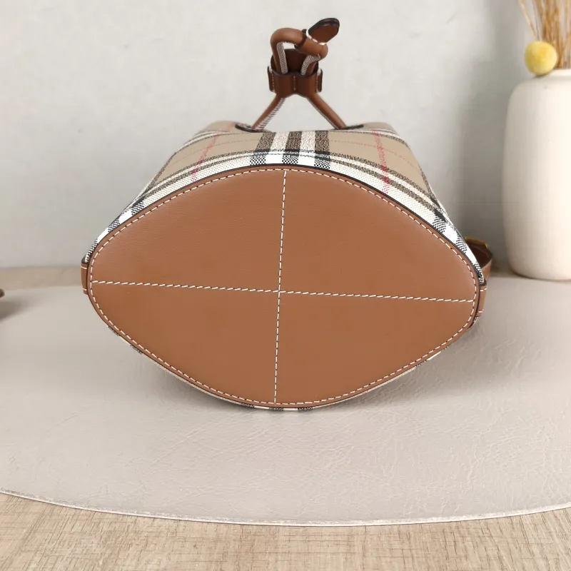 BURBERRY Crossbody Bag Canvas Bucket Bag Brown 16.5 × 11 × 18 cm — cover view 4 of 5