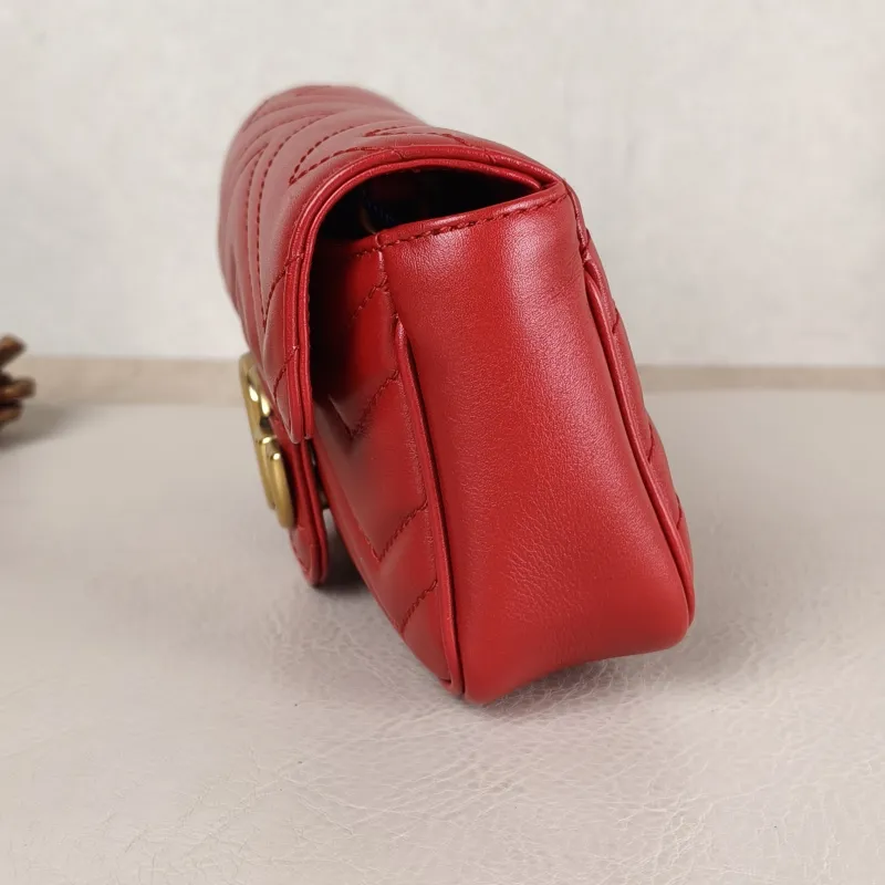 GUCCI Crossbody Bag GG Marmont Mini Marmont Mini Red Calfskin Mini 16.5 × 4.5 × 9.5 cm — detail view 5 of 13