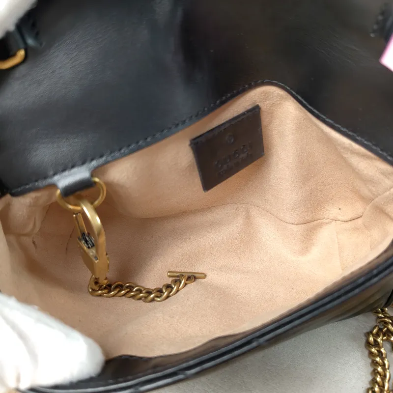 GUCCI Crossbody Bag GG Marmont Mini Marmont Mini Black Calfskin Mini 16.5 × 4.5 × 9.5 cm — detail view 6 of 13
