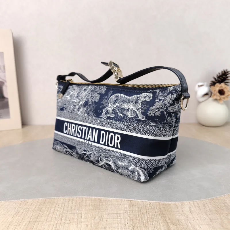 DIOR Top Handle Bag Travel Nomad Collection · White Blue Medium 22 × 9.5 × 13 cm — cover view 6 of 6