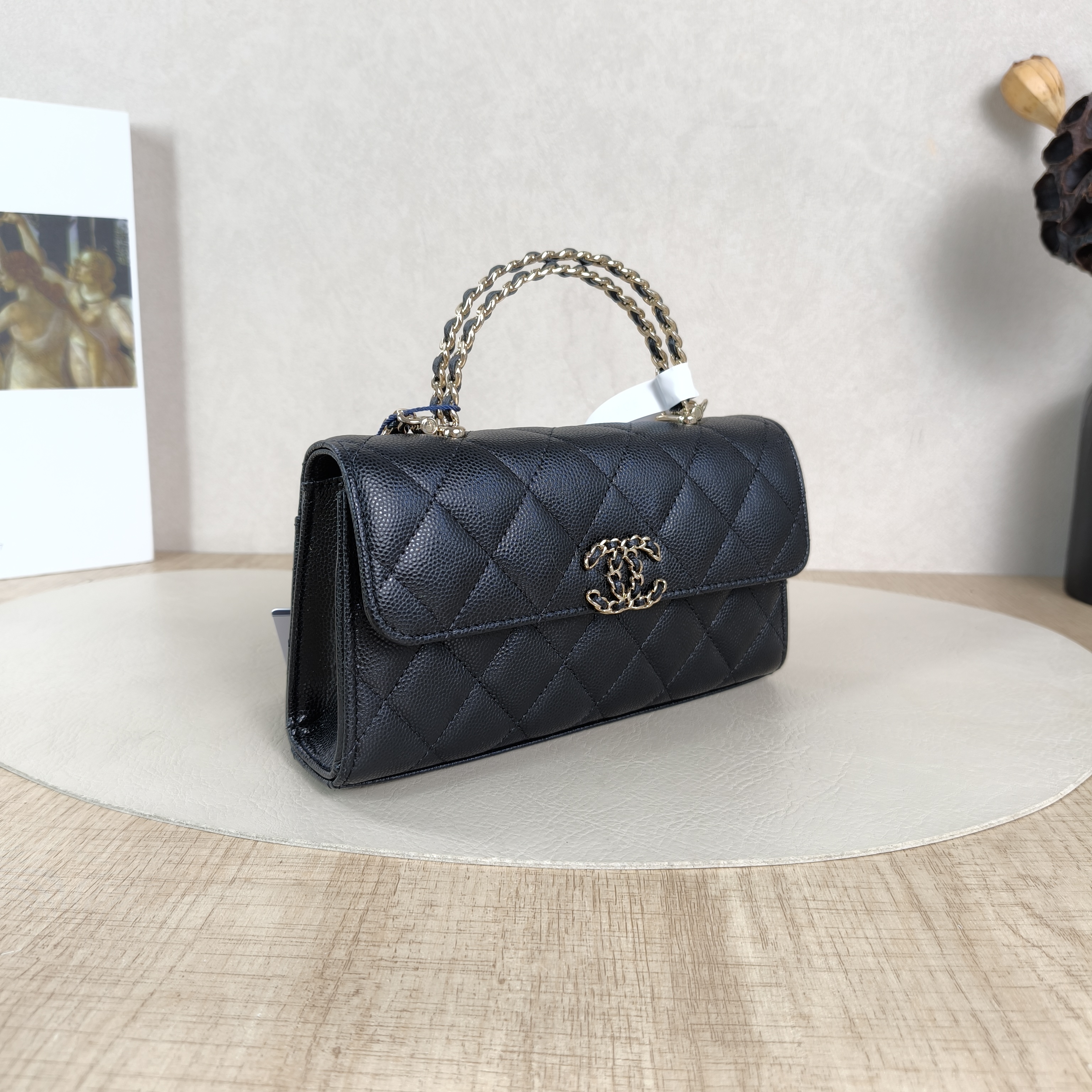 Chanel Crossbody Bag kelly Black Grained Calfskin One Size18 × 4.5 × 10 cm — cover view 5 of 6