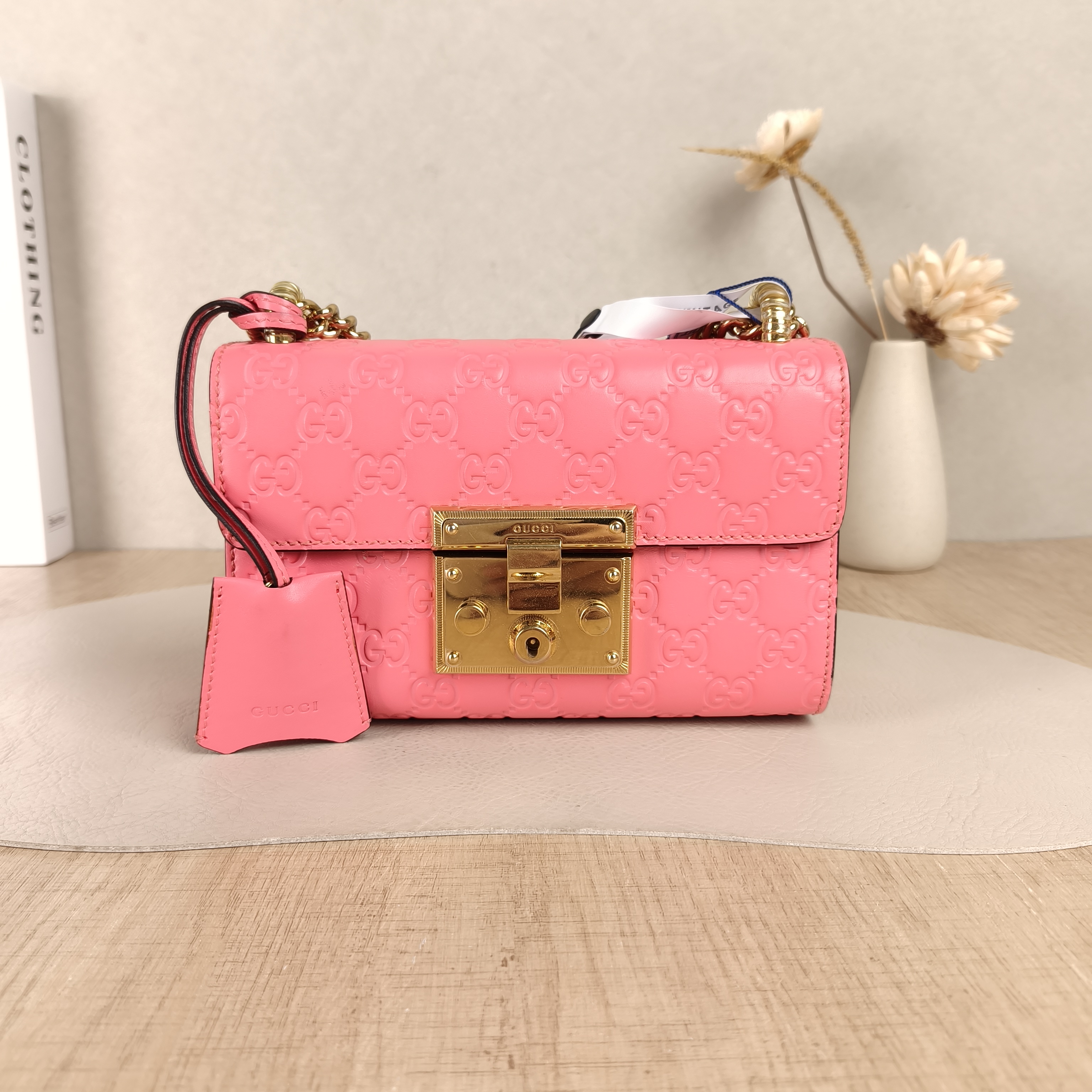 GUCCI Crossbody Bag Padlock Pink Calfskin Small20.5 × 7.5 × 13 cm