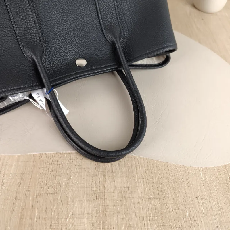 Hermès Top Handle Bag Garden Party 30 30 Black Negonda Calfskin Medium 30 × 13 × 21 cm G — detail view 6 of 10