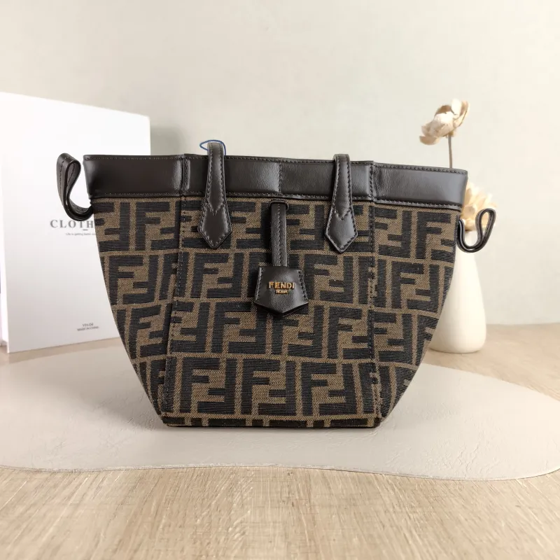 FENDI Top Handle Bag origami Shoulder Bag Monogram Canvas Mini 15 × 15 × 18.5 cm