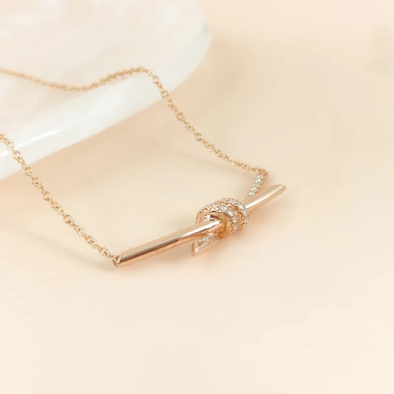 Tiffany&Co. Necklace Knot Collection Necklace Rose Gold Diamond18KR ose Gold Large 42cm — cover view 4 of 10
