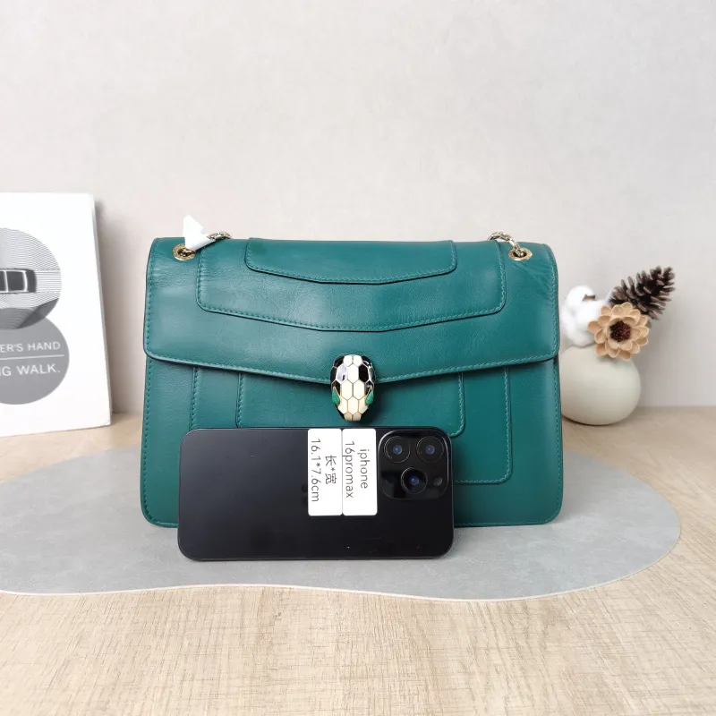 Bvlgari Crossbody Bag Serpenti Forever Collection Crossbody Bag Green Calfskin Medium 28 × 7.5 × 19 cm — cover view 3 of 6