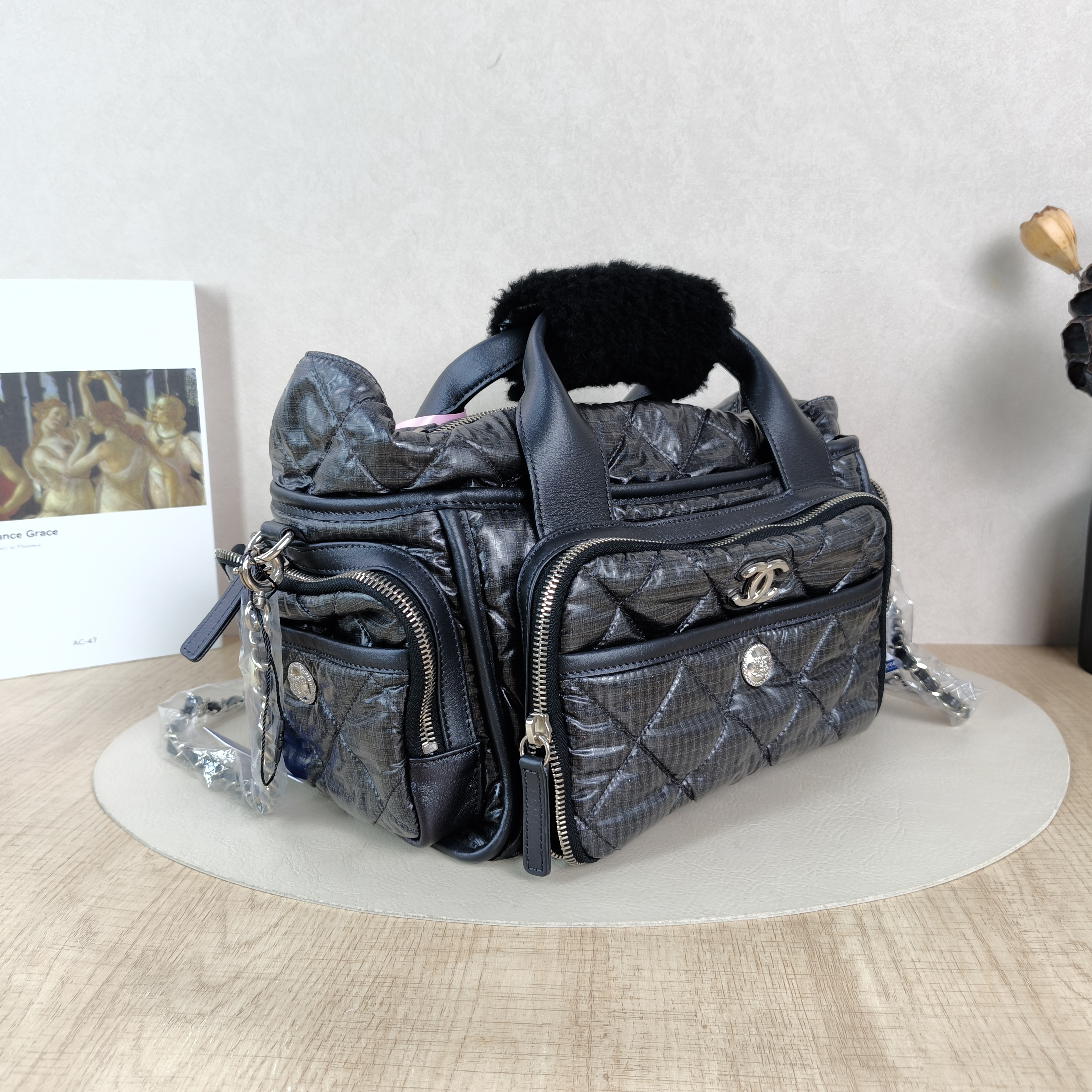 Chanel Crossbody Bag Collection Bowling Bag Dark Grey Nylon One Size35 × 16 × 20 cm — cover view 5 of 5