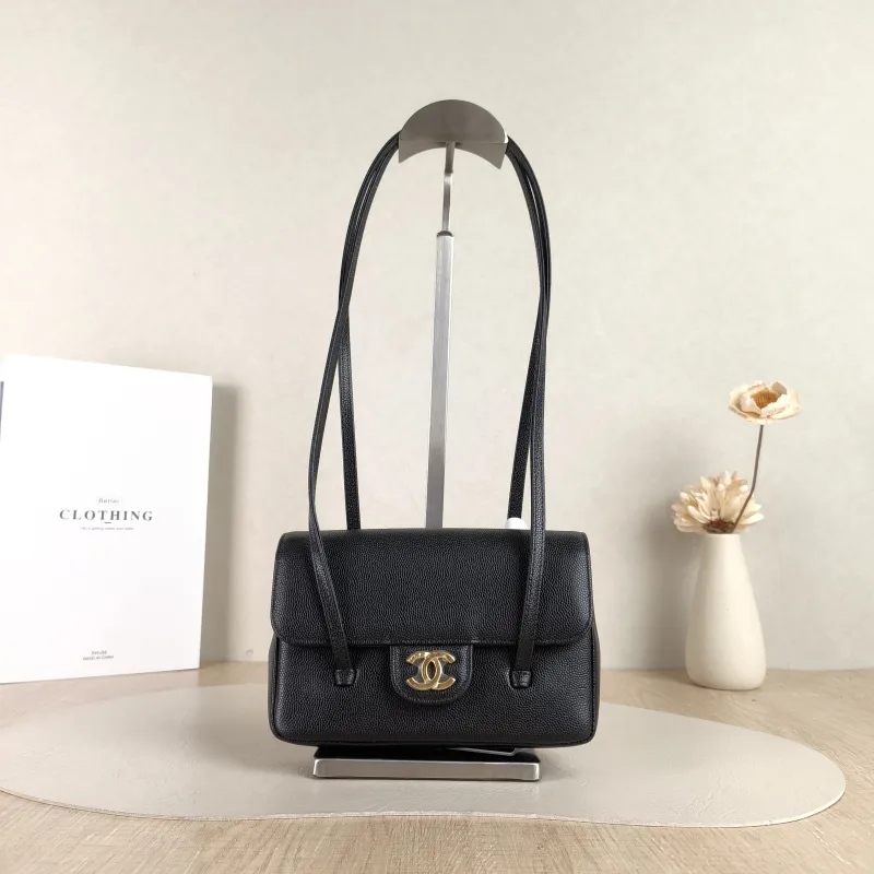 Chanel Crossbody Bag preppy coco Black Grained Calfskin Mini 17 × 5 × 11.5 cm