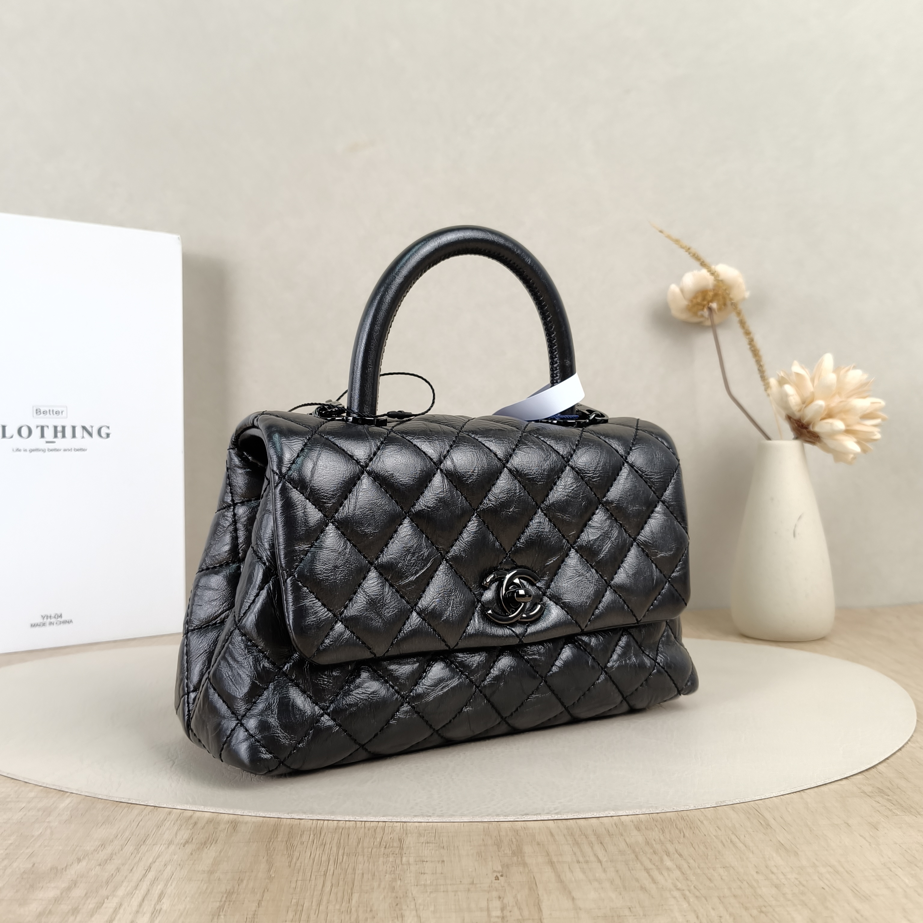 Chanel Top Handle Bag Coco Handle Grey Waxed Leather Calfskin Small24 × 10 × 14 cm — cover view 8 of 8