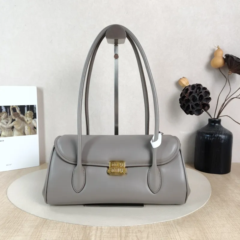 Miumiu Shoulder Bag Grey Calfskin One Size 27.5 × 10 × 14 cm