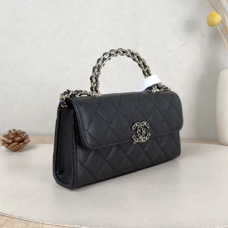 Chanel Crossbody Bag kelly Black Grained Calfskin One Size 18 × 4.5 × 10 cm — cover view 2 of 6