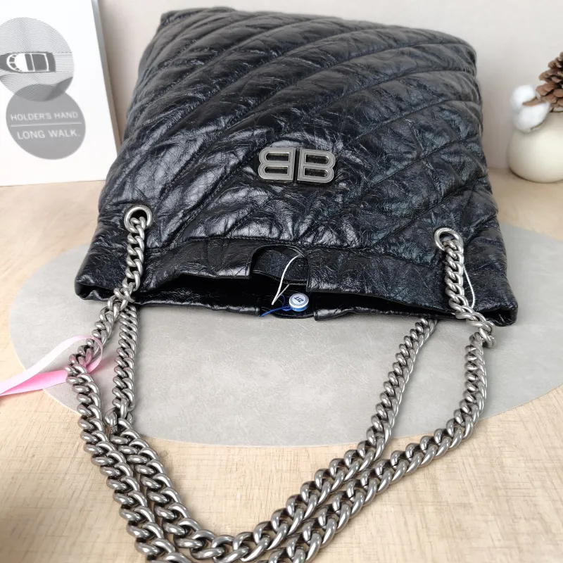 BALENCIAGA Crossbody Bag Crush Black Waxed Leather Large35 × 14 × 37 cm — detail view 8 of 13