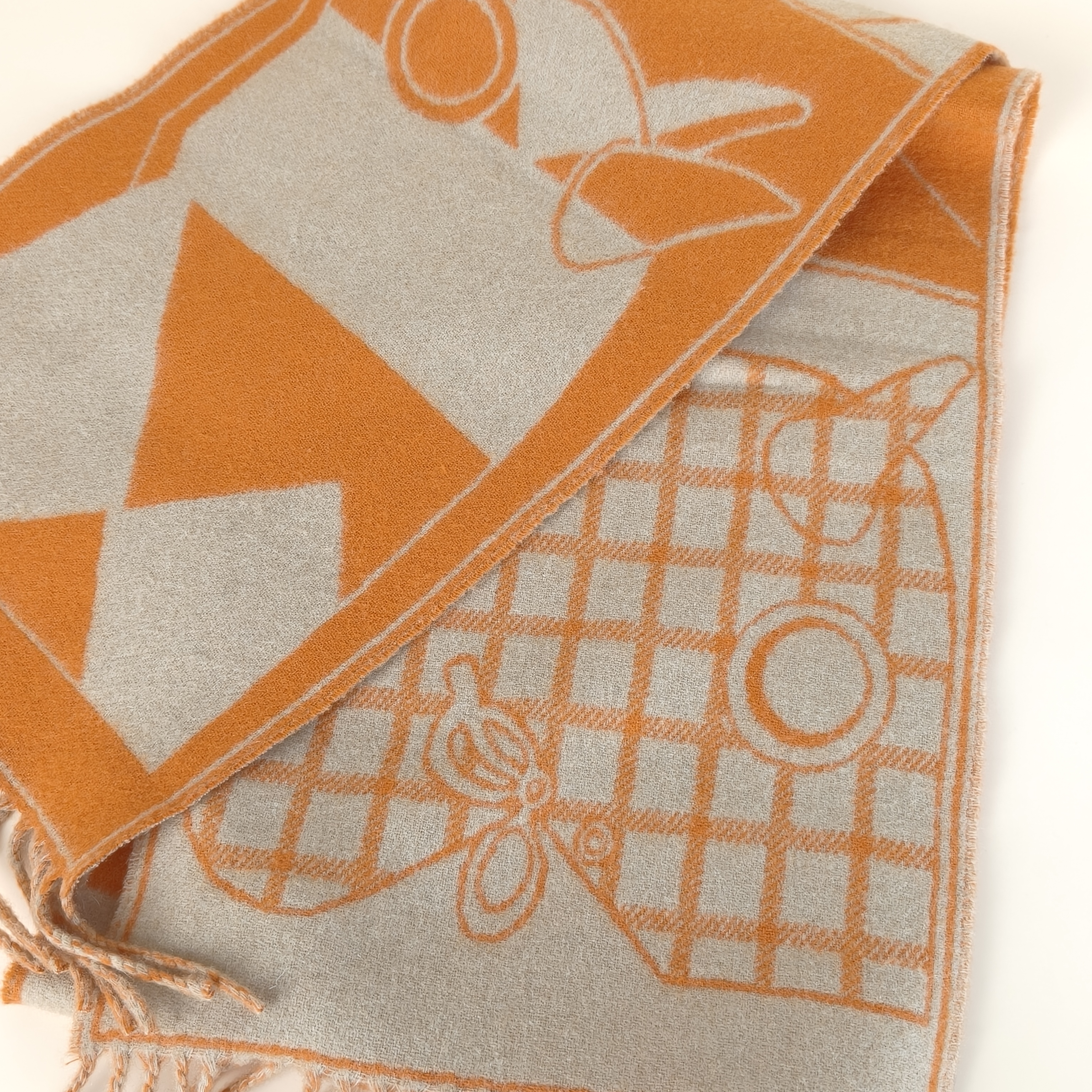 Hermès Scarf Scarf Colorblock Wool One Size144cm — cover view 6 of 10