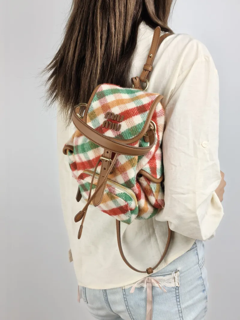 Miumiu Backpack Backpack Colorblock Medium 18 × 11.5 × 22 cm — on-model view 2 of 3