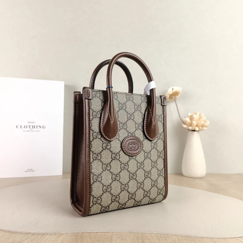 GUCCI Crossbody Bag GG Retro Collection Tote Bag Brown PVC Mini 16 × 7 × 20 cm — cover view 6 of 6