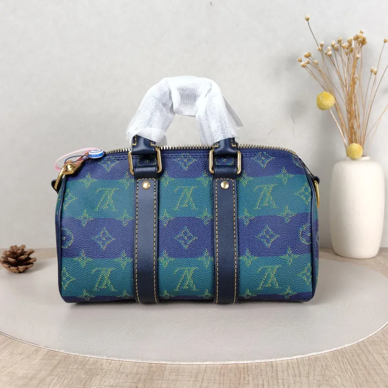 Louis Vuitton Crossbody Bag Keepall 25 Green Blue Monogram PVC Medium 25 × 11 × 15 cm — cover view 5 of 5