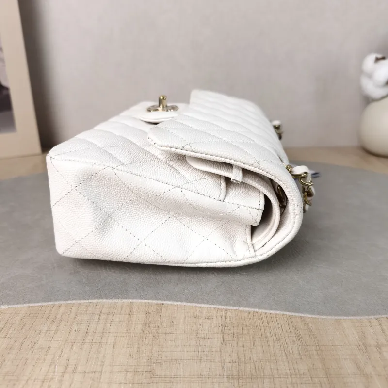 Chanel Crossbody Bag Classic Flap CF White Grained Calfskin Small 23 × 6 × 14.5 cm — detail view 13 of 13