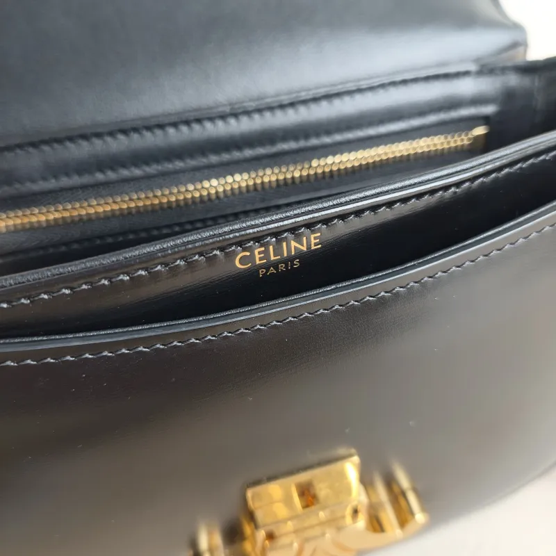 CELINE Crossbody Bag TEEN BESACE TRIOMPHE Black Calfskin Small 18.5 × 6 × 16 cm — detail view 2 of 12