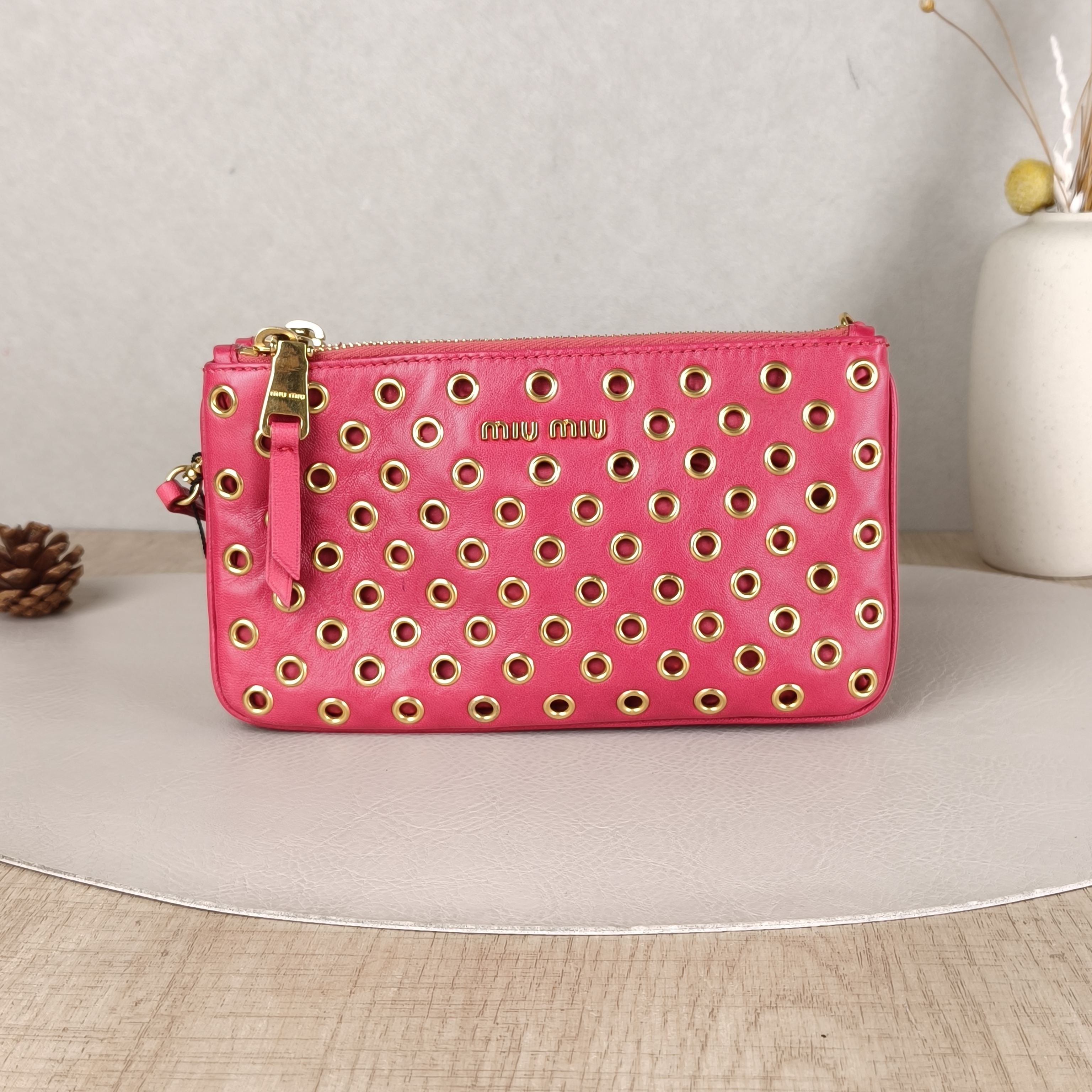 Miumiu Crossbody Bag Red Calfskin One Size20.5 × 2 × 11.5 cm