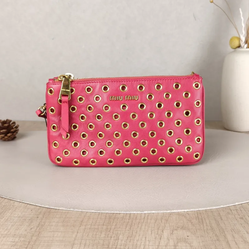 Miumiu Crossbody Bag Red Calfskin One Size20.5 × 2 × 11.5 cm